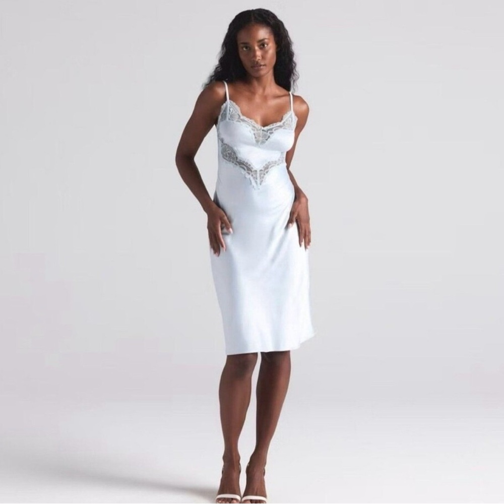 SKIMS WOVEN SHINE LACE LONG DRESS